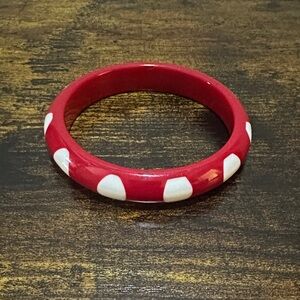 Vibrant Vintage Red Bangle with White Dots